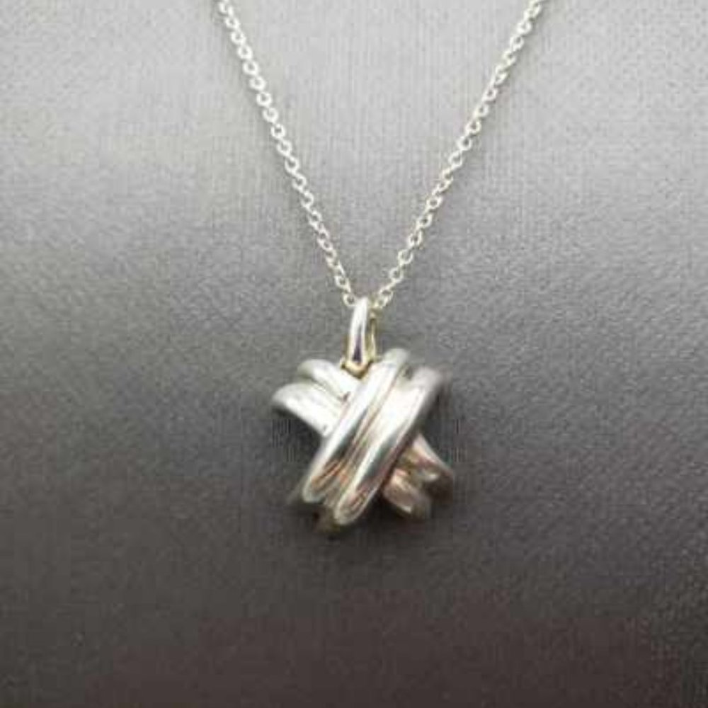 Tiffany & Co 1990 .925 Sterling Silver X Love Necklace